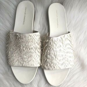 Loeffler Randall Ava Ivory Fringe Slide Sandals Size 9.5